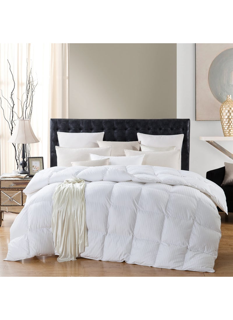 Egyptian Bedding Luxurious AllSeason Goose Down Feather Fiber Comforter Duvet Insert Exquisite King White Stripe Design Premium Baffle Box 100 Cotton Down Proof Fabric 65 oz Fill Weight 