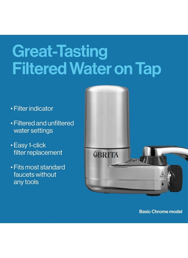 BRITA - Brita Faucet Mount System, Water Faucet Filtration System with Filter Change Reminder, Reduces Lead, Made Without BPA, Fits Standard Faucets Only, Elite, Chrome, Includes 1 Replacement Filter - Image 1