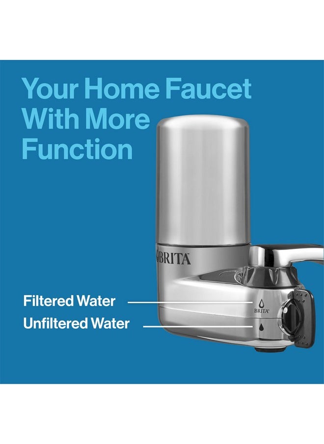 BRITA - Brita Faucet Mount System, Water Faucet Filtration System with Filter Change Reminder, Reduces Lead, Made Without BPA, Fits Standard Faucets Only, Elite, Chrome, Includes 1 Replacement Filter - Image 1