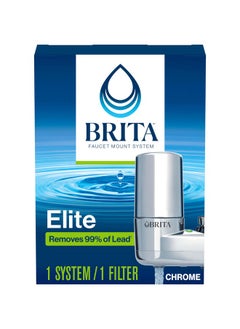 BRITA Brita Faucet Mount System, Water Faucet Filtration System with Filter Change Reminder, Reduces Lead, Made Without BPA, Fits Standard Faucets Only, Elite, Chrome, Includes 1 Replacement Filter  - Image 1