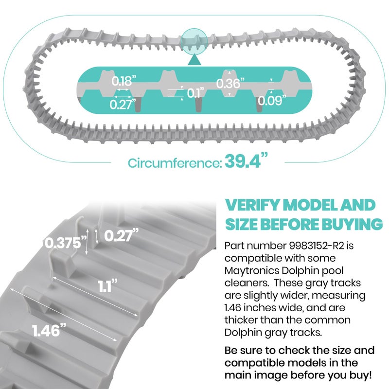 Calvana (2 Pack) Replacement Gray Tracks for Maytronics Dolphin Robotic Pool Cleaners with Part Number 9983152-R2 Dolphin Parts - Image 2