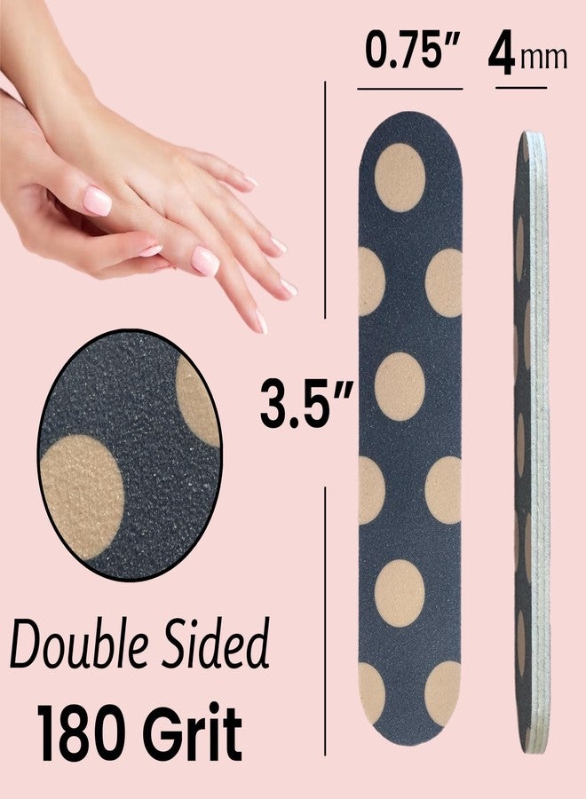 ALAZCO Set of 18 Polka Dot Dual-Sided Nail File Emery Board 180 Grit Cushioned Easy Grip Comfortable Filing Smoothing Finishing Nails 3.5” Travel Size TSA Approved - Image 2