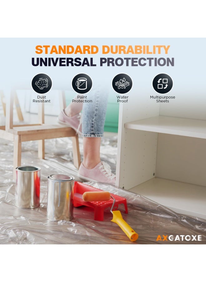هومستر 6PCS أقمشة إسقاط الطلاء ألواح الطلاء المقاومة للماء، غطاء حماية طلاء المنازل، طلاء الأرضية للأثاث مضاد للرش، ألواح الطلاء القابلة للتخلص منها، أثاث مضاد للماء/أريكه/حماية الأرضية، 9×12 قدم - Image 2