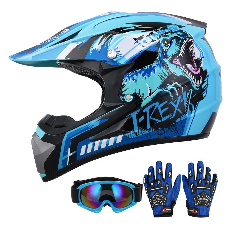 Oumurs DOT Youth Dirt Bike Helmet with Goggles Gloves for 514 Years Old Youth ATV Helmets for Youth Boys Girls Four Wheeler Helmet Motocross BMX MX UTV Offroad Street Go Kart Dirt Bike Race Car - Image 2