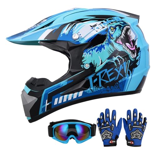 Oumurs DOT Youth Dirt Bike Helmet with Goggles Gloves for 514 Years Old Youth ATV Helmets for Youth Boys Girls Four Wheeler Helmet Motocross BMX MX UTV Offroad Street Go Kart Dirt Bike Race Car - Image 1