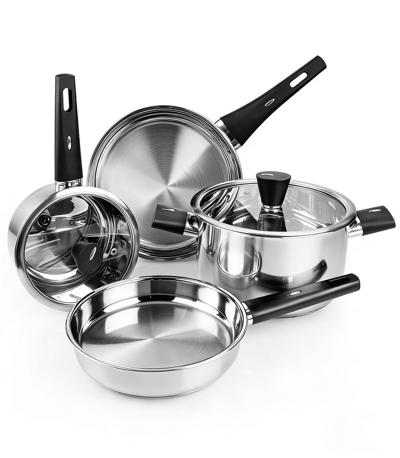 Meythway Stainless Steel Pots and Pans Set Non Toxic, 6PCs Kitchen Cookware Sets with Stay-Cool Handles, Dishwasher Safe&Compatible with All Stovetops(Gas,Electric&Induction) - Image 1