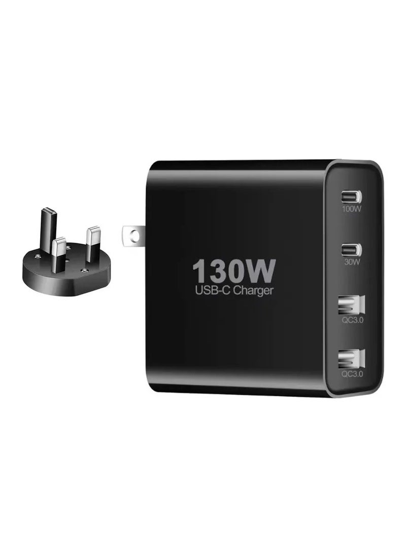 Multifunction 130W 220V Power Adapter for Phones, Laptops & Tablets (Black)