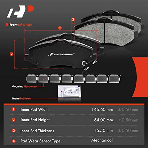 A-Premium مجموعة وسادات فرامل سيراميك أمامية A-Premium متوافقة مع موديلات مختارة من دودج، جيب، فولكس فاجن، رام وكرايسلر - جورنّي، غراند كارافان، نيترو، ليبرتي، رانجلر JK، روتان، C/V، تاون آند كانتري - Image 5