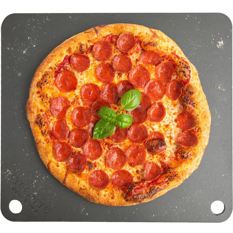 Nerd Chef NerdChef Steel Stone - High Performance Pizza Baking | Made in USA (14.5" x 16" x 1/4") - (.25" Thick - Standard) - Image 1