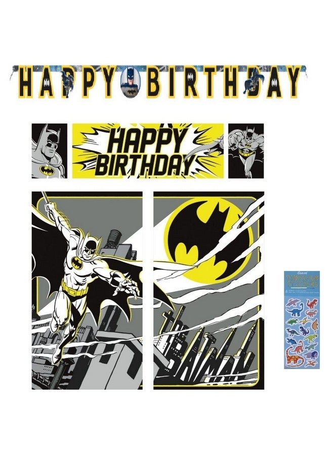Unique حزمة مستلزمات حفلة عيد ميلاد باتمان تشمل لافتة عيد ميلاد سعيدة وخلفية تصوير مشهد - Image 1