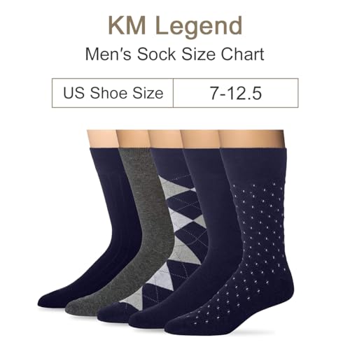 KM Legend جوارب رسمية للرجال من KM Legend خفيفة الوزن وكلاسيكية (عبوة 5 أزواج) - Image 4
