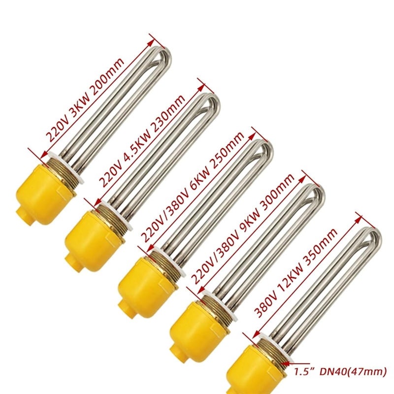DN40 Copper Flanged Water Heating Element Electrical Immersion Heater 220V Boiler Tank Heater 3kw/4.5kw/6kw/9kw/12kw(3KW 200mm) - Image 5