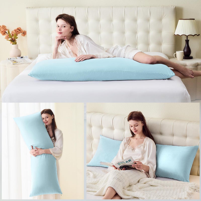 DOWNSTORIA Body Pillow Cover  Ultra Soft Microfiber Long Pillowcase  Envelope Closure Large Pillow Cases 20x54 inch (Light Blue) - Image 5