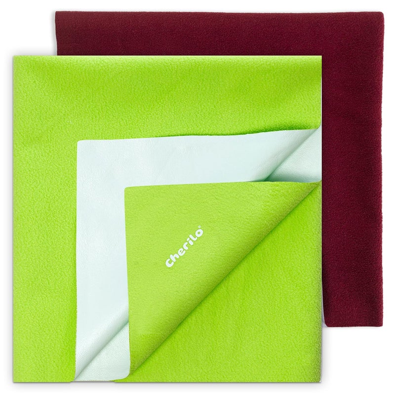 Cherilo Cherilo Waterproof Baby Bed Protector Sheet Combo, Small (Maroon + Pista Green) - Image 1