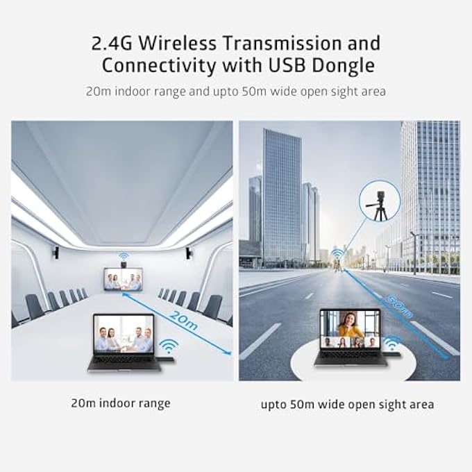 rayihni كاميرا ويب لاسلكية لجهاز الكمبيوتر بدقة HD 1080P مع اتصال لاسلكي لمؤتمرات الفيديو/البث المباشر/مكالمات الفيديو عبر الإنترنت - Image 2