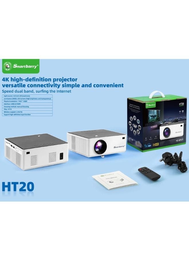 Smartbarry Smartberry HT20 4K High Definition Wifi Portable Projector Versatile Connectivity Dual Band Speed Compatible with Multiple Devices Simple and Convenient - Image 3