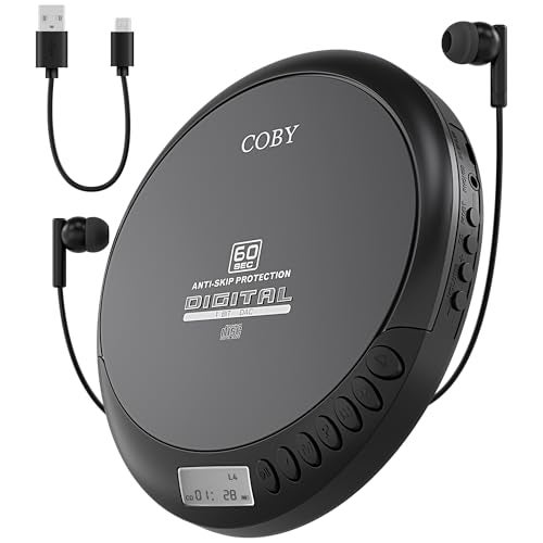Coby Portable CD Player with FM Radio and 60-Second Anti-Skip Protection – Compact Walkman-Style Disc Player with LCD Display, Stereo Earbuds & USB Power – Ideal for Home, Travel & Car Use - Image 1