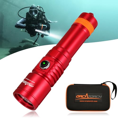 ORCATORCH D710 Scuba Diving Light, 3000 Lumens Super Bright Underwater Flashlight with 6 Degrees Narrow Beam, IP68 Waterproof Night Dive Torch 150 Meters Submersible Light (Red) - Image 1