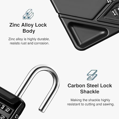 Jukusa 2-in-1 Padlock with Key & 4-Digit Combination | Heavy Duty Metal Security Lock with Resettable Code Wheel | Dual Unlock Lock for Gym Locker, Luggage, Storage & Travel (Black) - Image 5