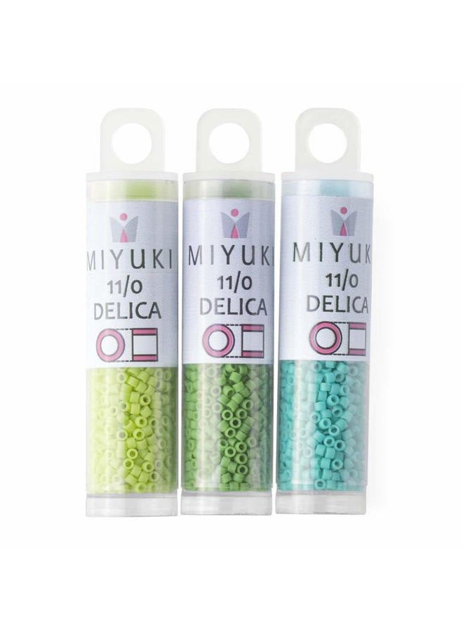 Miyuki Delica Seed Beads Bundle: Size 11/0, Green Turquoise Matte Opaque Palette Collection DB754, DB763, DB793-3 Tubes of 7.2 Grams ea - Image 5