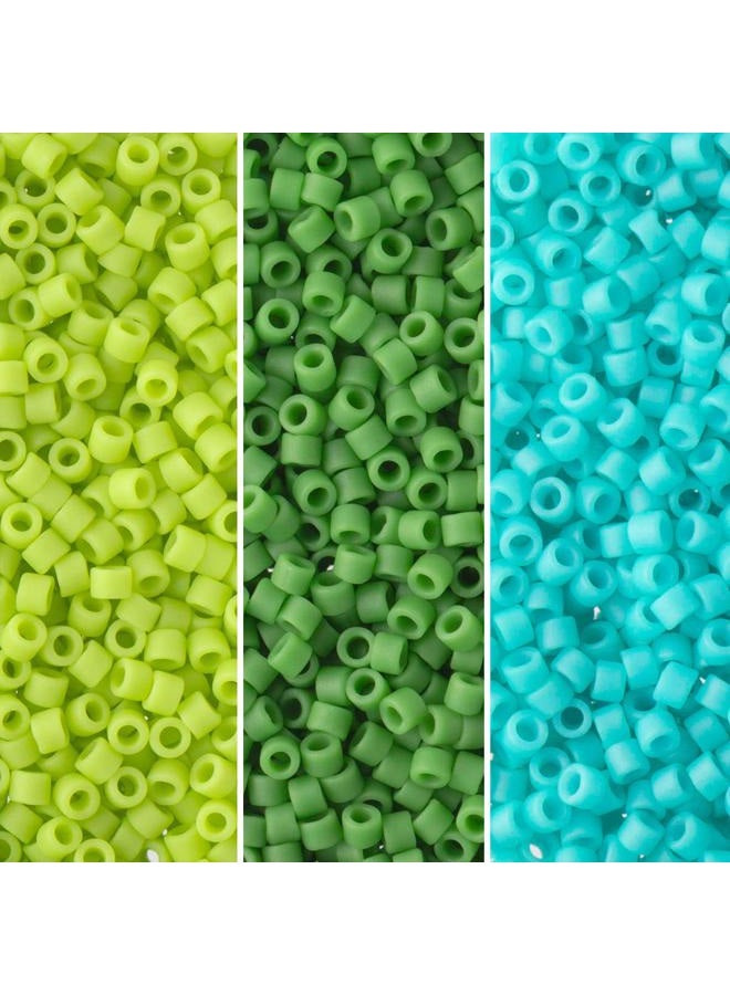 Miyuki Delica Seed Beads Bundle: Size 11/0, Green Turquoise Matte Opaque Palette Collection DB754, DB763, DB793-3 Tubes of 7.2 Grams ea - Image 1