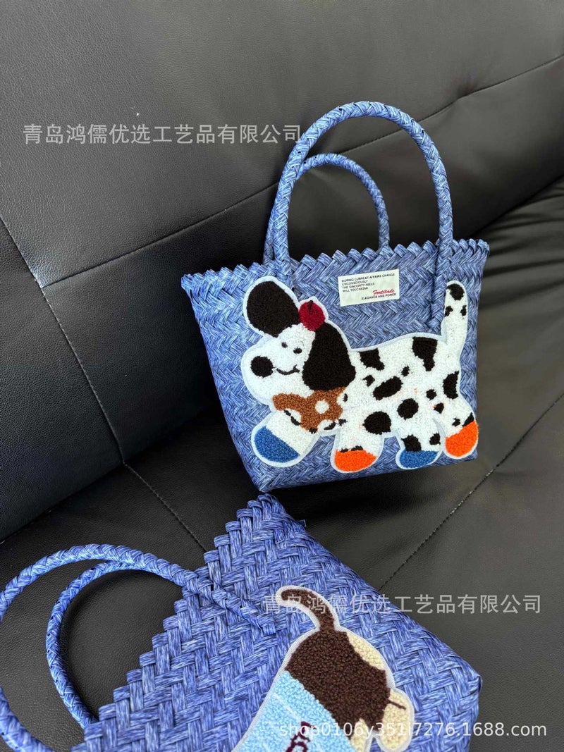 Original Retro Cartoon Diy Accessories Women'S Handbag Cute Dachshund Handmade Woven Commuter Bag - Image 3