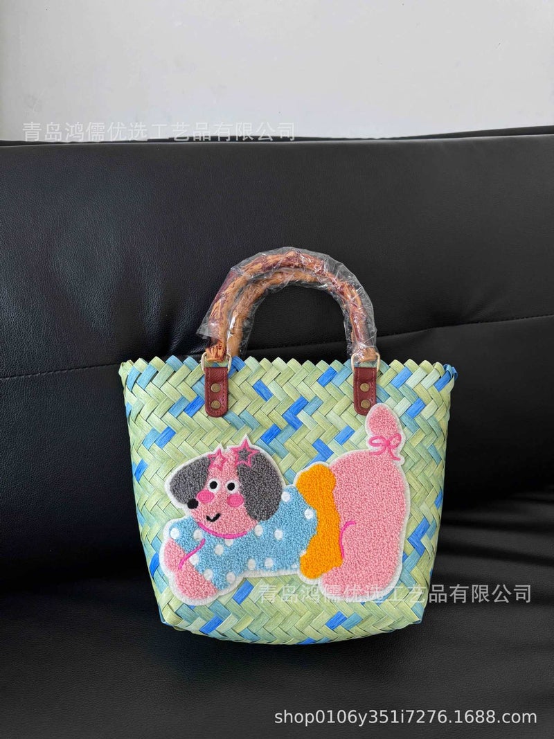 Original Retro Cartoon Diy Accessories Women'S Handbag Cute Dachshund Handmade Woven Commuter Bag - Image 1