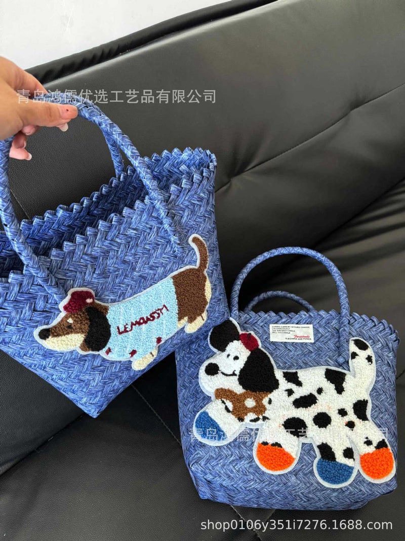 Original Retro Cartoon Diy Accessories Women'S Handbag Cute Dachshund Handmade Woven Commuter Bag - Image 5