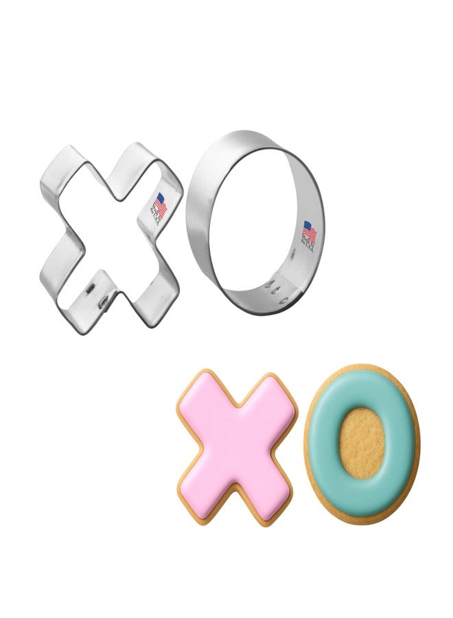فوز قوالب تقطيع بسكويت فوس، تصميم عناق وقبلات، قالب تقطيع بسكويت صغير XO، طقم من قطعتين، صنع في الولايات المتحدة الأمريكية - Image 1
