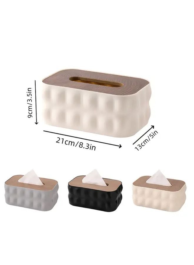Beige Acrylic Tissue Box With Spring Loaded Lid Portable Tissue Dispenser For Bathroom Office Home - Image 4