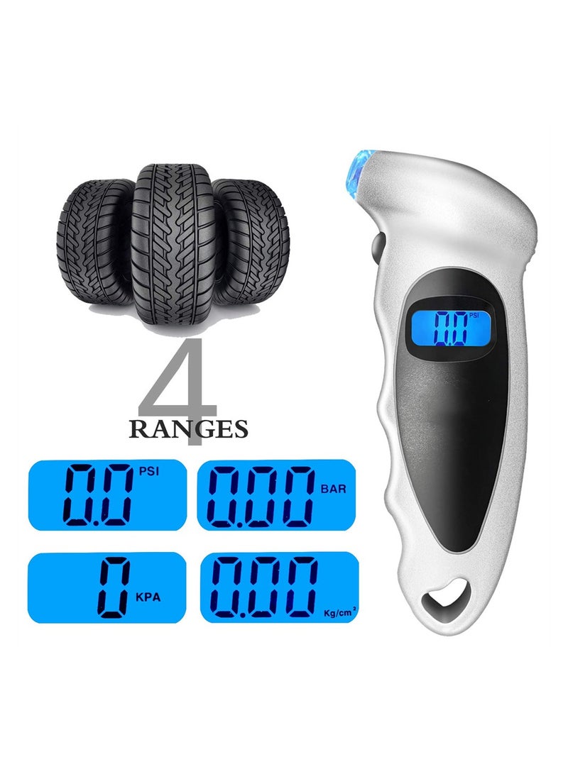 Digital Tire Pressure Gauge 150PSI Accurate LCD Display Anti-Skid Grip for Cars Trucks Bicycles Silver - Image 4