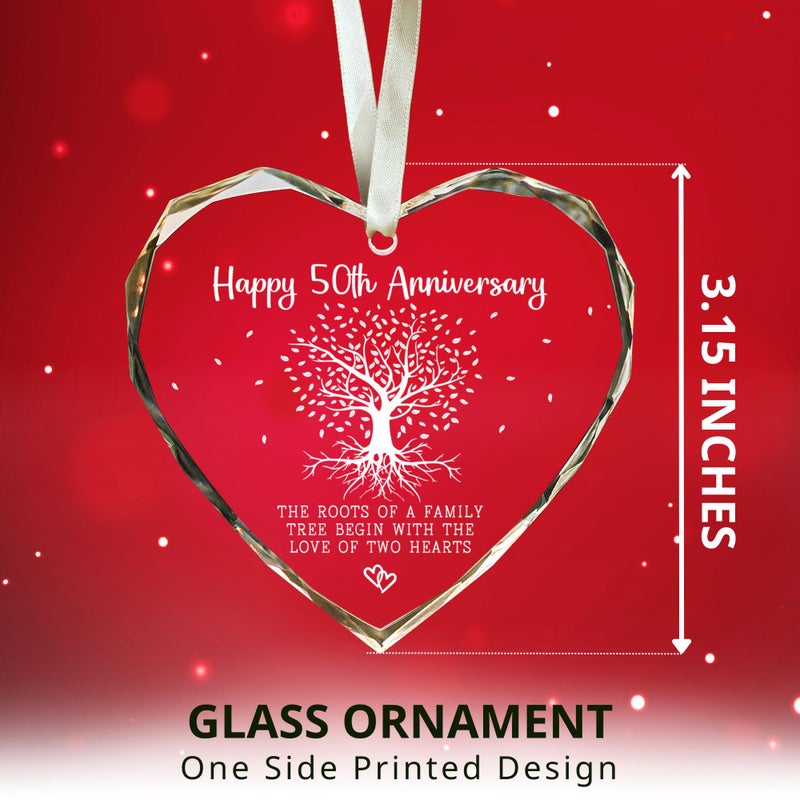 SUCHAGIFT 50th Anniversary Marriage Gifts for Couple - 50th Anniversary Wedding Gifts - 50 Wedding Ornaments for Couple  Her Him  Wife Husband  Parents - Glass Ornament - Image 2