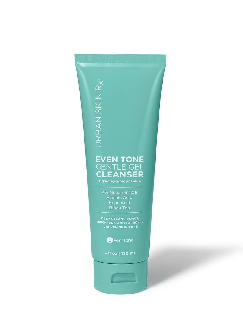 Urban Skin Rx Urban Skin Rx, Even Tone Gentle Gel Cleanser | Improves the Look of Uneven Tone, Removes Makeup & Deep Cleans, Foaming Daily Cleanser with Kojic Acid, Azelaic Acid, Niacinamide, & Black Tea | 4 Fl Oz  - Image 1