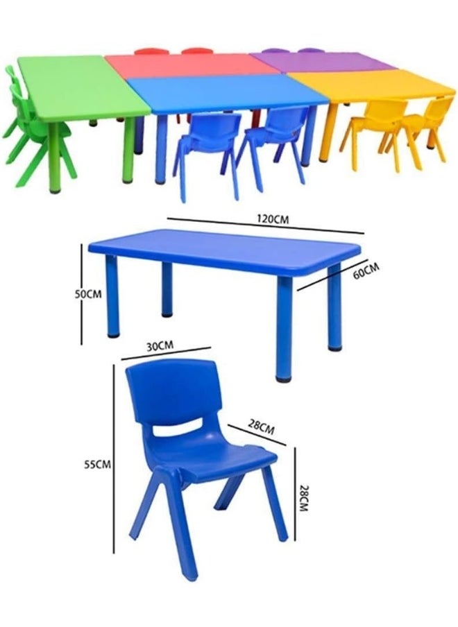 Rainbow Toys - RBW TOYS Children's table Kids Rectangular Table & Chair Sets, Nursery Kindergarten Plastic Long Desk, for indoor and outdoor use - Image 1