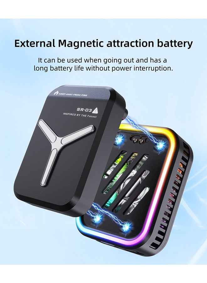 Mobile Phone Cooler, Magnetic Attraction Design, Portable Notebook Cooling Fan, RGB Light Semiconductor Mobile Phone Cooler Suitable For Mobile Phone Tablet Mini Radiator - Image 5