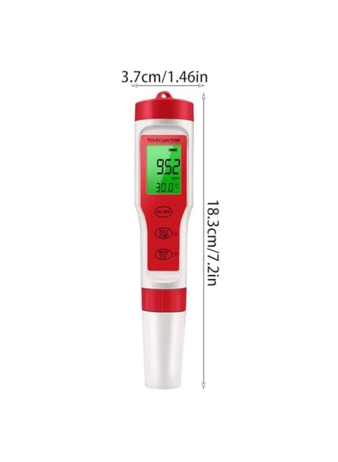 Generic pH Reader for Water - High Accuracy 4 in 1 Digital pH Meter - EC TDS Sensor Testing Tool, Temperature Meter for Home Water, Hydroponics, Aquariums, Pools  - Image 5