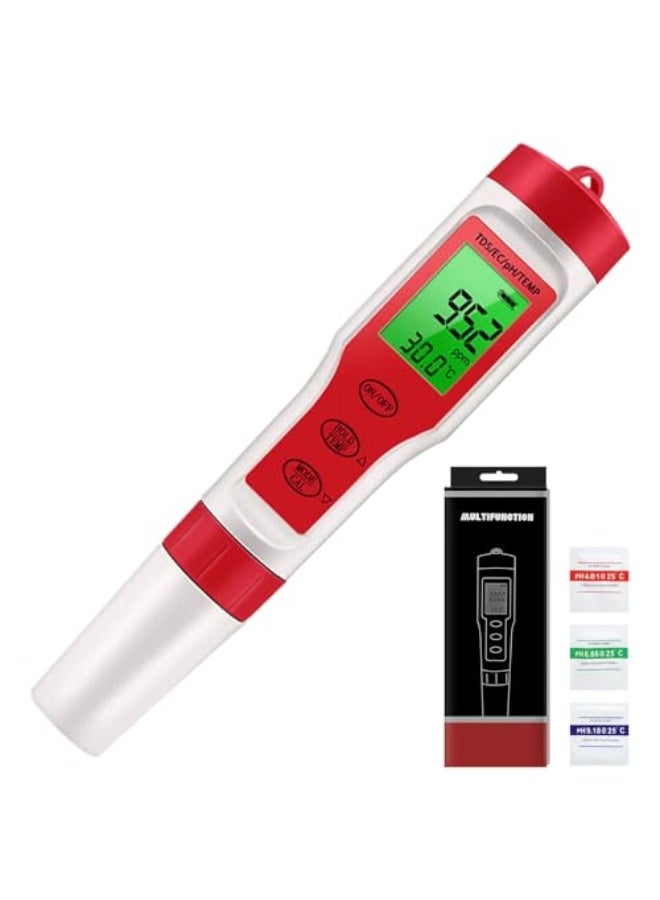 Generic pH Reader for Water - High Accuracy 4 in 1 Digital pH Meter - EC TDS Sensor Testing Tool, Temperature Meter for Home Water, Hydroponics, Aquariums, Pools  - Image 1