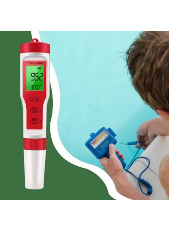 Generic pH Reader for Water - High Accuracy 4 in 1 Digital pH Meter - EC TDS Sensor Testing Tool, Temperature Meter for Home Water, Hydroponics, Aquariums, Pools  - Image 3