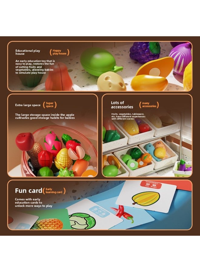 Baby Puzzle Fruit And Vegetable Cutting Music Simulation Kitchen Tableware Peeling Durian Girls Supermarket Play House Toys-Color:*can Cut And Chop Fruits And Vegetables [38-piece Set] Comes With A Large-capacity Folding Basket