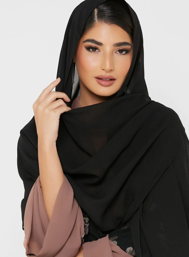 Khizana Embossed Top Abaya
