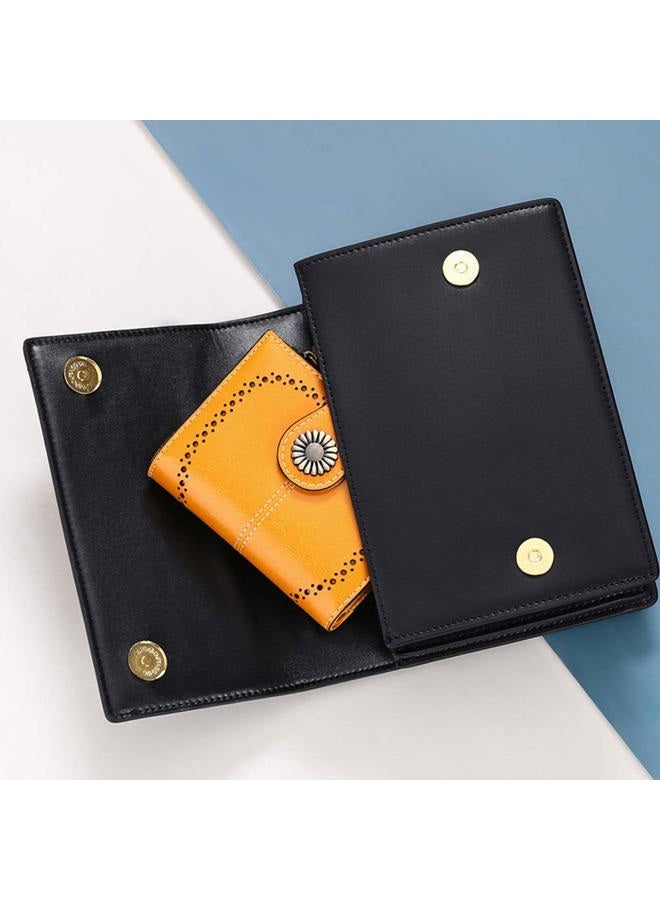 SENDEFN Small Womens Wallet Leather Bifold Card Holder RFID Blocking with Zipper Coin Pocket, 1-Wax-A-Yellow, small, Classic - Image 5
