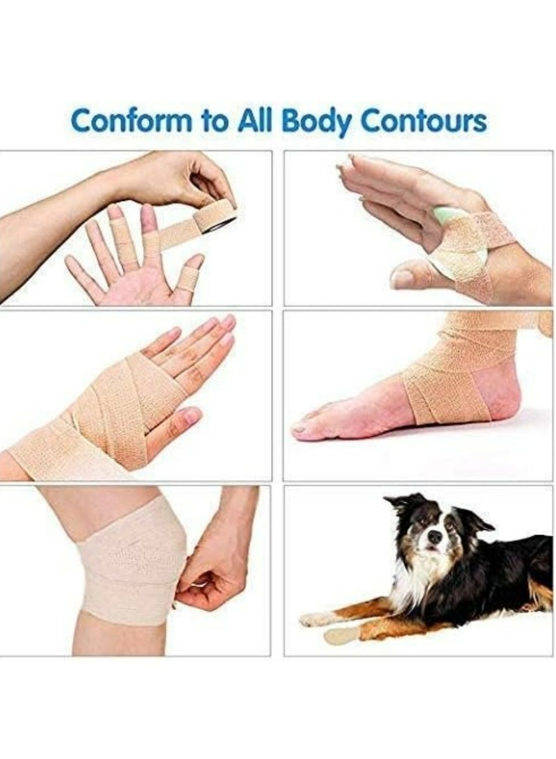 Generic 2pc-1 Inch Wide by 14.7 Ft long Skin Colour Elastic Self- Adhesive Bandage Finger Tape,Wrap Bandages, for Wrist and Ankle Sprains & Swelling - Image 3