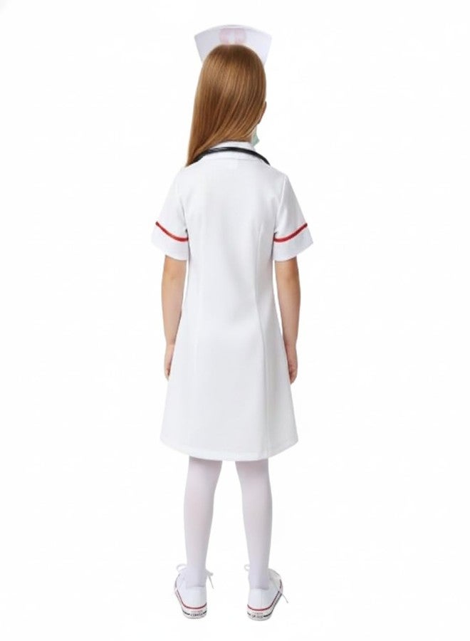 EthnicAlive Nurse Fancy Dress With Mask, Injection, Stethoscope And Headgear | Community Helper Doctor Costume For Kids Girls (3-4 Years) - Image 2