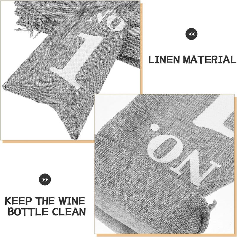 CORHAD 10pcs Drawstring Wine Bags Set, Reusable Imitation Linen Bottle Wrapping Pouches 15x35cm, Dustproof Storage for Weddings, Christmas, Birthdays, Party Favor Wrap - Image 3
