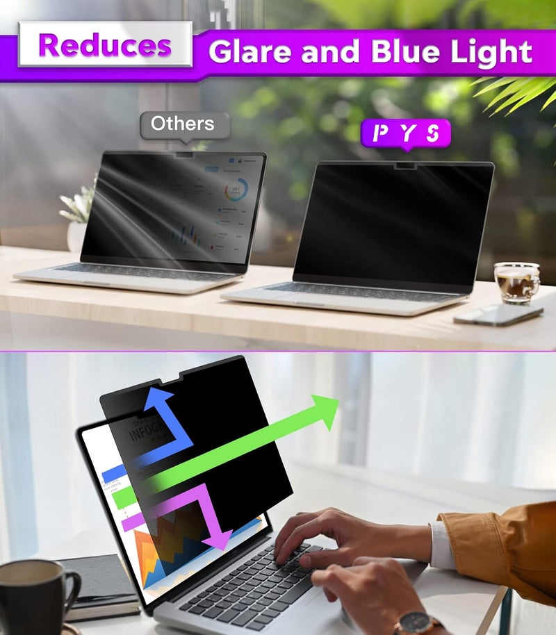 pys MacBook Air 13.6 Inch Magnetic Privacy Screen for M2 Chip 2022 (A2681) - Removable Anti-Spy Laptop Shield - Image 5