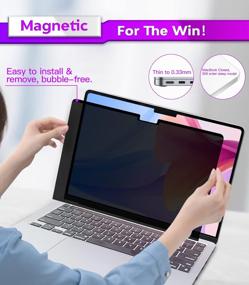 pys MacBook Air 13.6 Inch Magnetic Privacy Screen for M2 Chip 2022 (A2681) - Removable Anti-Spy Laptop Shield - Image 2