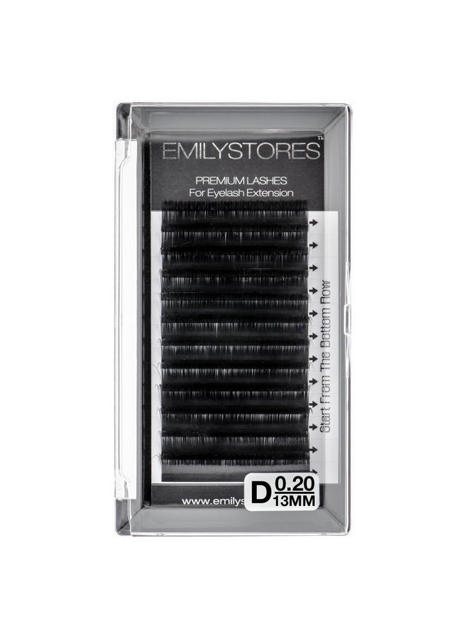 EMILYSTORES - Eyelash Extensions 0.20Mm Thickness D Curl Length 13Mm Individual Eye Lashes Single Size For Lash Extension (0.20,D,13Mm) - Image 1