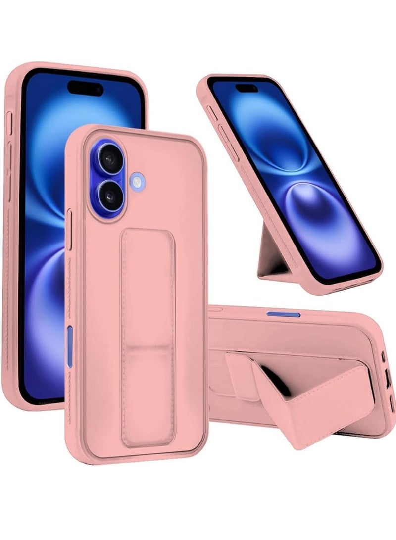 ELTRAZONE iPhone 16 Magnetic Car Mount Case – Pink Silicone Kickstand with Hand Strap & Multi-Stand Functionality - Image 1