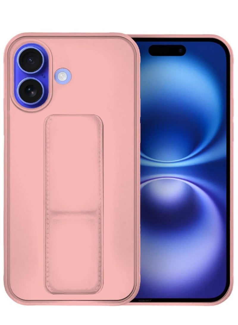 ELTRAZONE iPhone 16 Magnetic Car Mount Case – Pink Silicone Kickstand with Hand Strap & Multi-Stand Functionality - Image 4