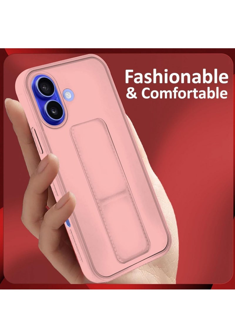 ELTRAZONE iPhone 16 Magnetic Car Mount Case – Pink Silicone Kickstand with Hand Strap & Multi-Stand Functionality - Image 5